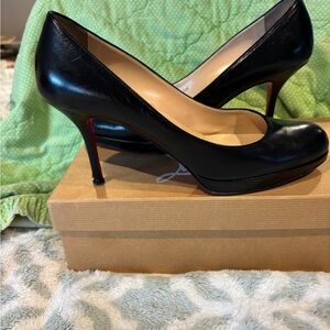 Christian Louboutin Black Leather Heels with Red Soles